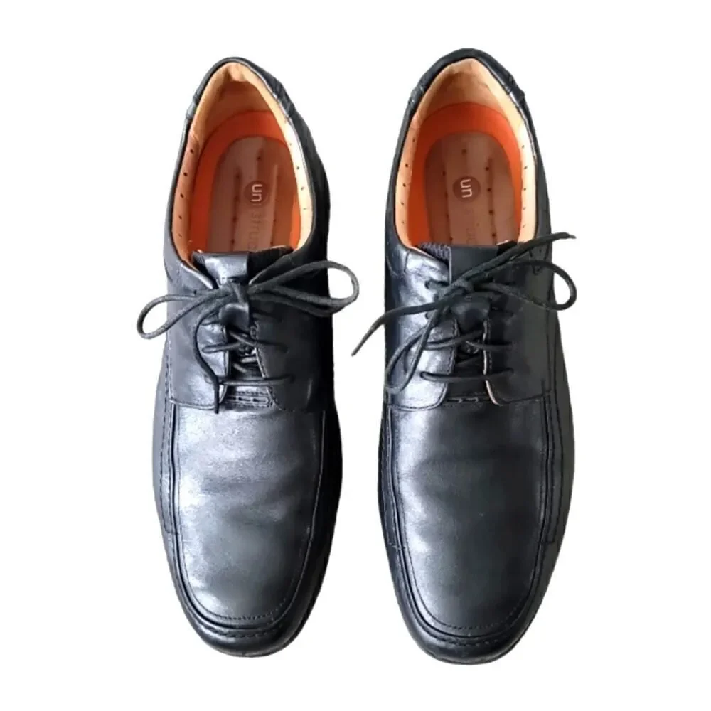 Clarks Unstructured Black Leather  Oxford Derby  Men's Shoes Size 13M